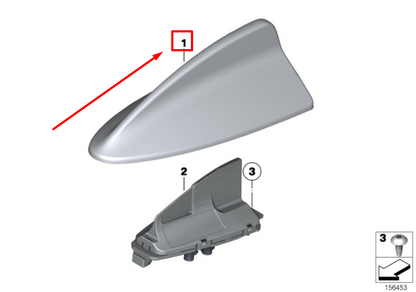 new bmw 3 g20, g28 roof antenna roof antenna 65209371344 9371344 original