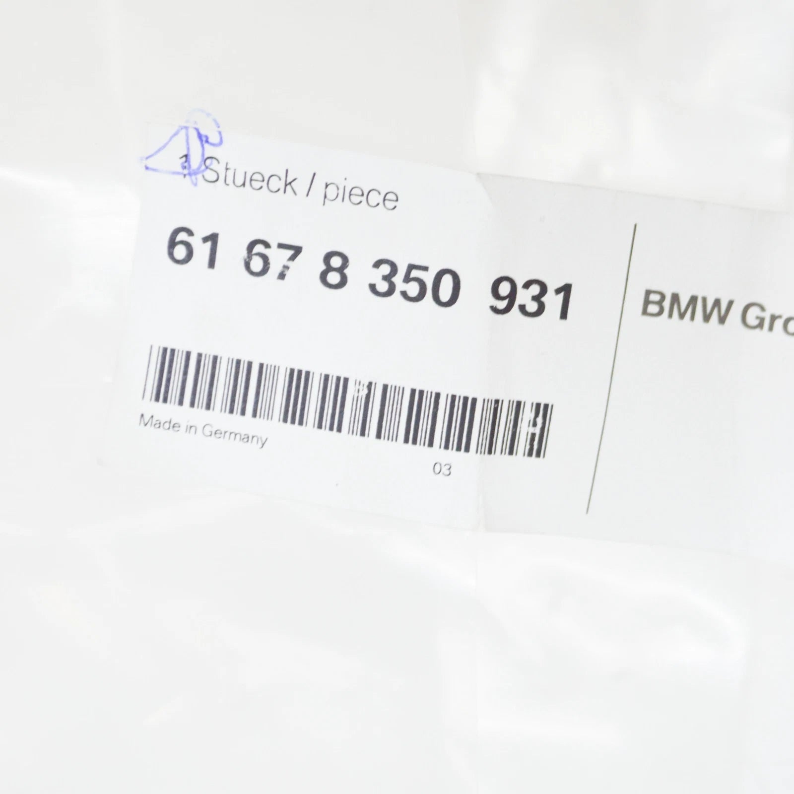 NEW BMW 7 E32 WINDSHIELD WASHER FLUID RESERVOIR 61678350931 8350931 ORIGINAL