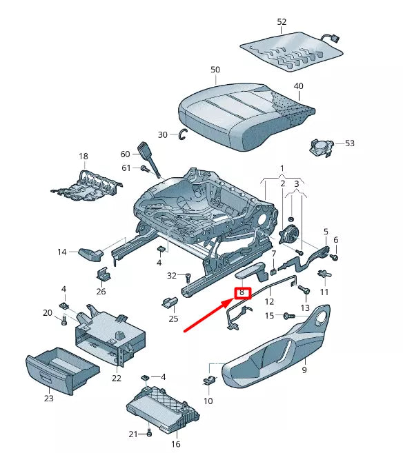 NEW VW T-ROC A11 FRONT LEFT SEAT HEIGHT ADJUSTMENT HANDLE 5NA88225282V