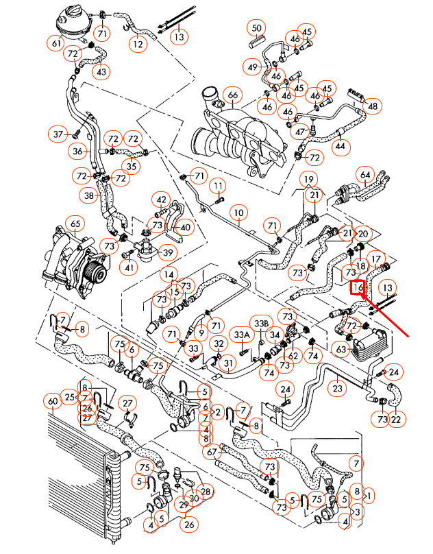NEW AUDI A3 8P ENGINE COOLANT HOSE 1K0122073FN ORIGINAL