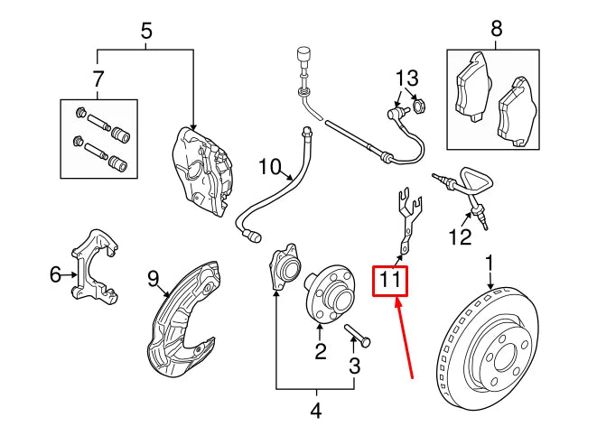 NEW AUDI A6 AVANT C6 FRONT LEFT BRAKE LINE SECURING BRACKET 8E0615133F ORIGINAL