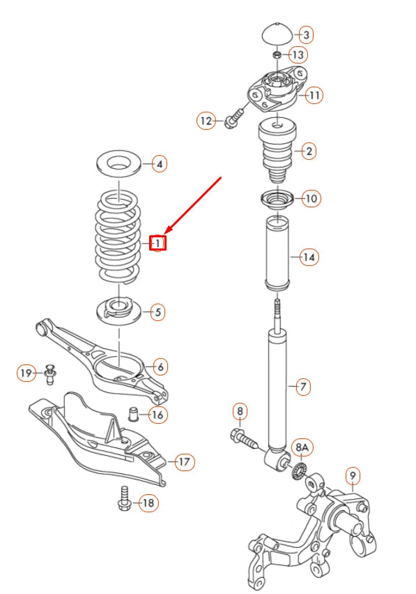 NEW VOLKSWAGEN GOLF 5K MK6 REAR AXLE COIL SPRING 3C0511115AF ORIGINAL