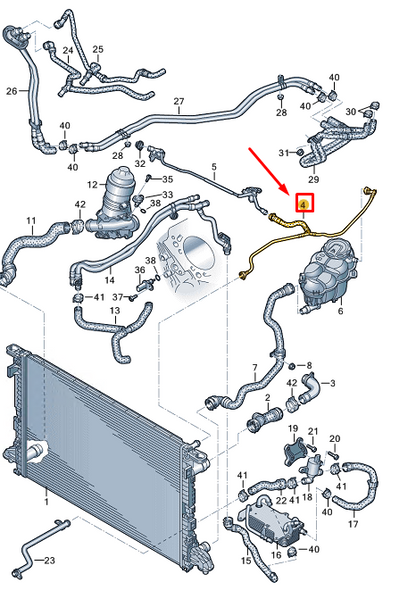 new audi a8 d5 engine coolant hose 4n0121081bk original