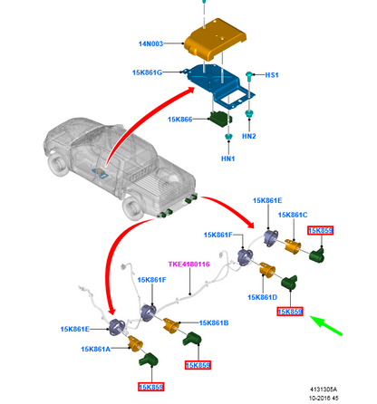 new ford ranger t6 rear parking sensor 2067227 f1ct-15k859-aa5zjn original