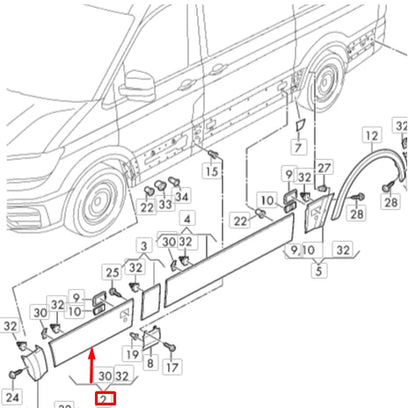 NEW VW CRAFTER FLATBED SZ FRONT RIGHT DOOR LOWER TRIM 7C0854940E9B9
