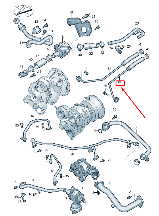 new audi a6 c8 left engine coolant feed pipe 06m145909g original