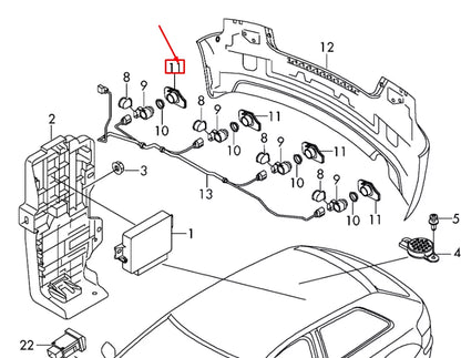 NEW AUDI A3 8P REAR RIGHT PARK SENSOR SUPPORT 8P7919290 ORIGINAL