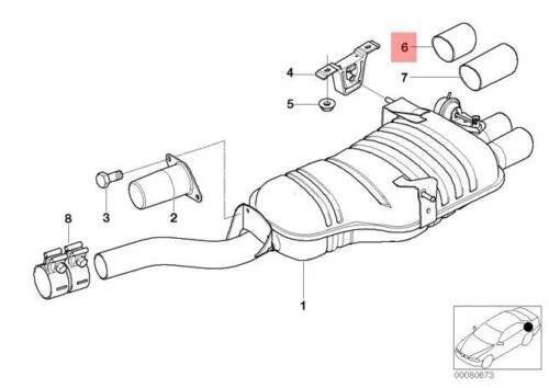 NEW BMW E46 CABRIO COUPE SEDAN RIGHT CHROME EXHAUST PIPE 7501092 18107501092