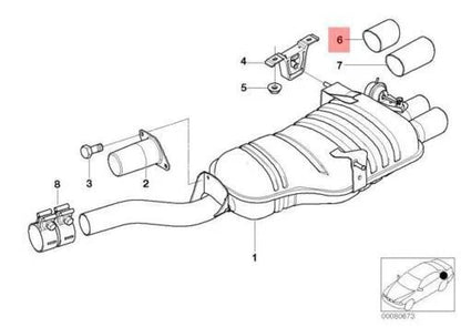 NEW BMW E46 CABRIO COUPE SEDAN RIGHT CHROME EXHAUST PIPE 7501092 18107501092