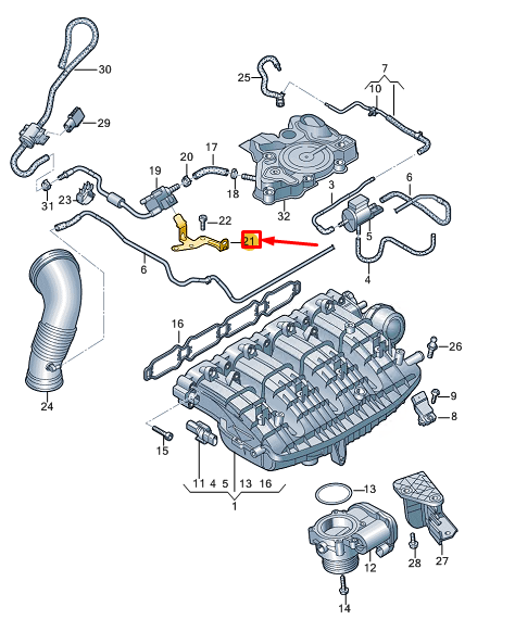 new audi a8 d5 akf valve bracket 06l133519p original