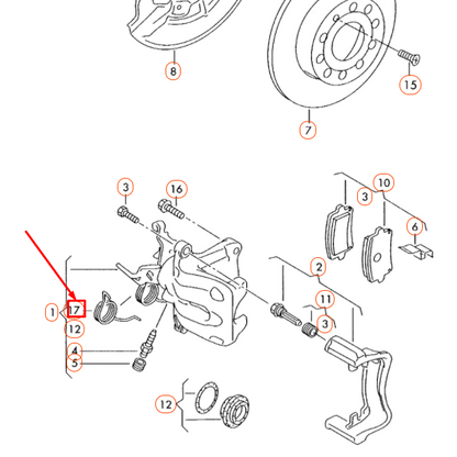 new vw beetle a5 rear left spring brake caliper spring 5k0615295 original