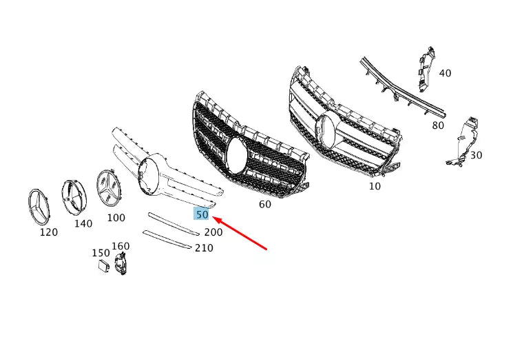 NEW MERCEDES-BENZ B W246 RADIATOR GRILLE TRIM MOLDING A2468880273 ORIGINAL