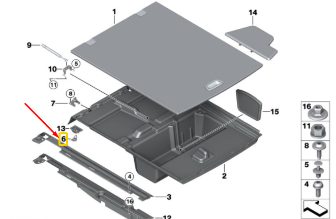 new bmw 3 gran turismo f34 trunk floor trim tie down ring 51477146024 original