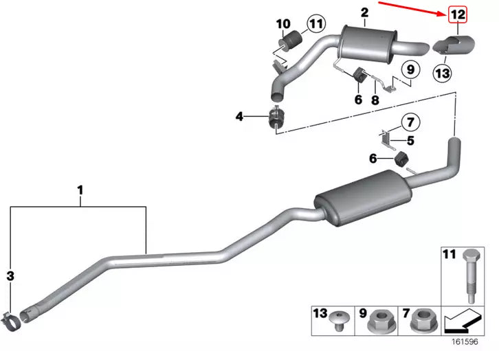 NEW BMW 1 E81 TAILPIPE TRIM ALU-LOOK 18307803692 7803692 ORIGINAL