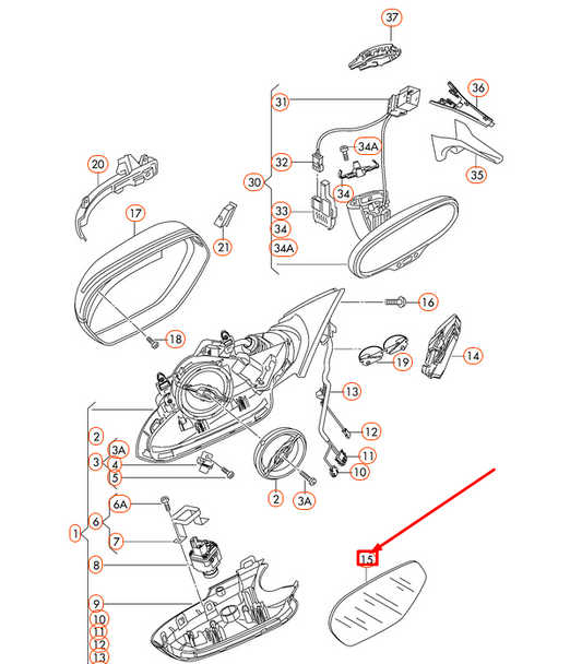new audi a6 4g c7 front left mirror glass with carrier plate 4g0857535d original
