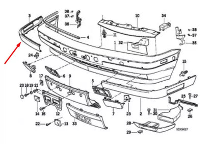NEW BMW 5 E34 FRONT BUMPER RIGHT TRIM STRIP 51118148816 8148816 ORIGINAL