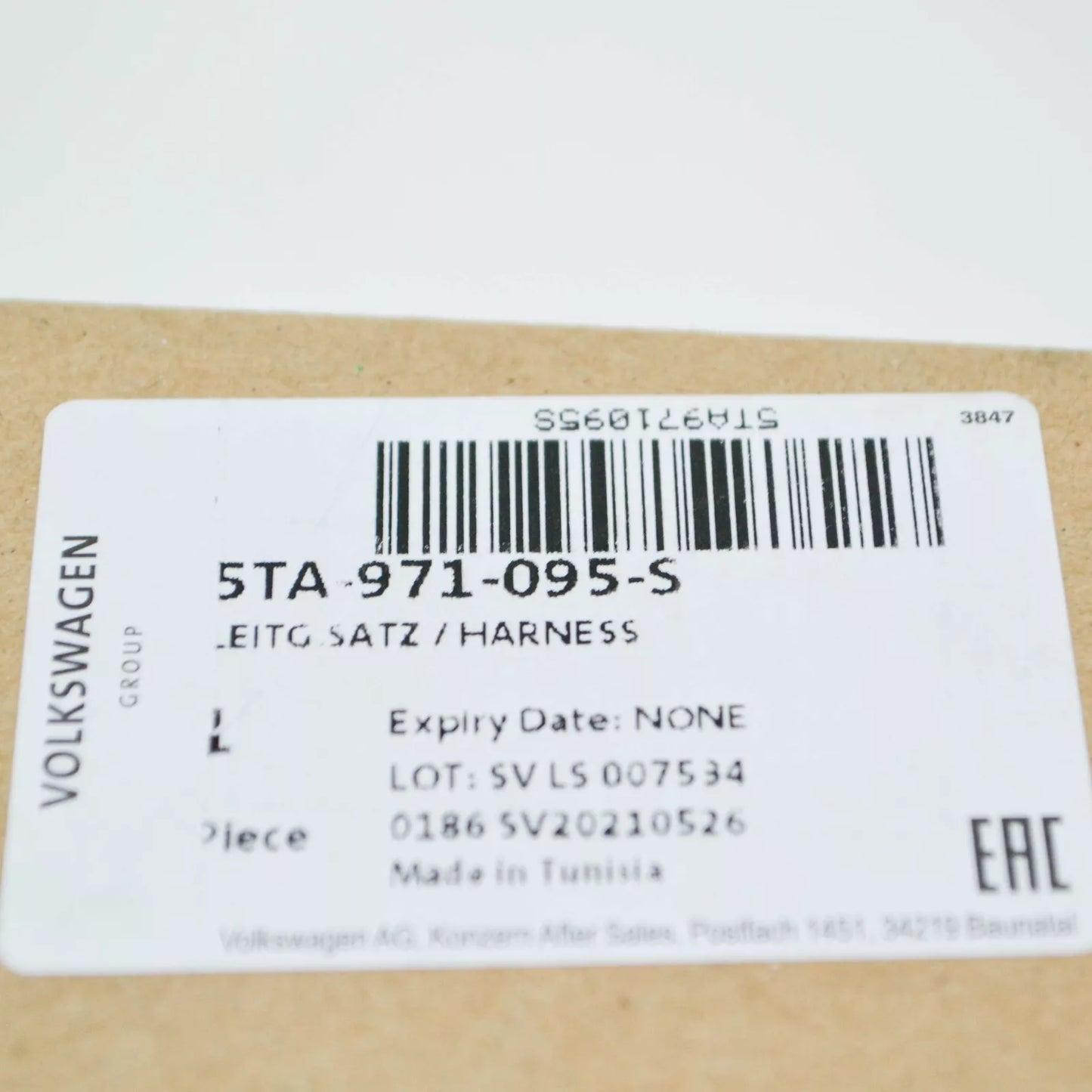 NEW VOLKSWAGEN TOURAN 5T FRONT BUMPER PDC AID WIRING HARNESS 5TA971095S