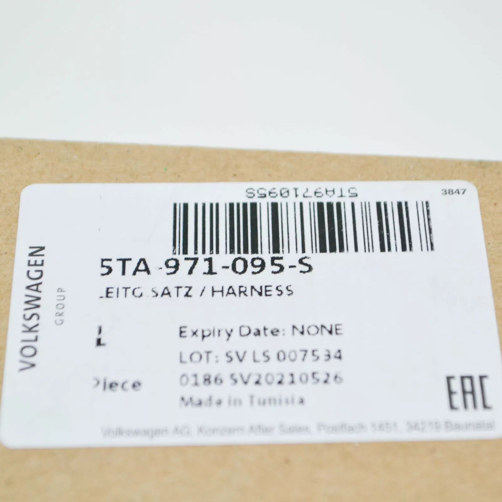 NEW VOLKSWAGEN TOURAN 5T FRONT BUMPER PDC AID WIRING HARNESS 5TA971095S