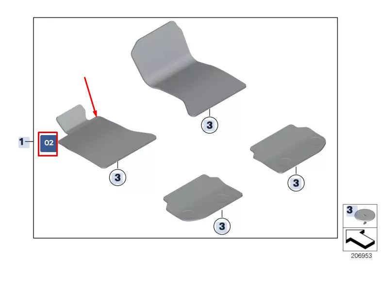 NEW BMW 5 F10 FLOOR MAT VELOUR 51477230444 7230444 LHD ORIGINAL