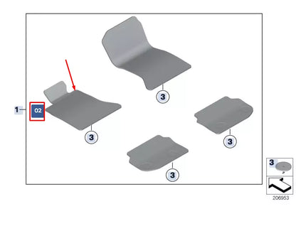 NEW BMW 5 F10 FLOOR MAT VELOUR 51477230444 7230444 LHD ORIGINAL