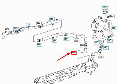 NEW MB CL C215 CYLINDER HEAD TO HEAT EXCHANGER HOSE A1370180582 ORIGINAL
