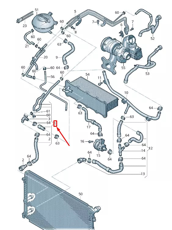 NEW VW TOURAN 5T COOLANT HOSE WITH QUICK RELEASE COUPLING 5Q0122101AR