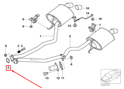 new bmw x5 e53 rear muffler ball gasket ring 18307503583 7503583 original