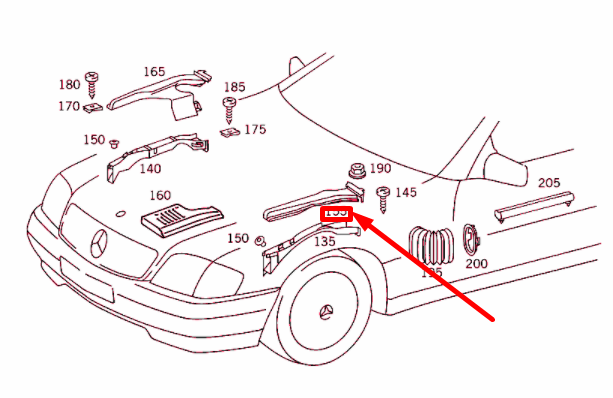 NEW MERCEDES-BENZ SL R129 LEFT ENGINE BAY COVER A1298203178 ORIGINAL