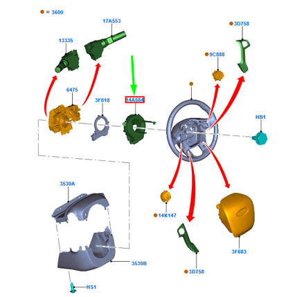 new ford ranger t6 steering wheel cover and contact plate assy 1755096 original
