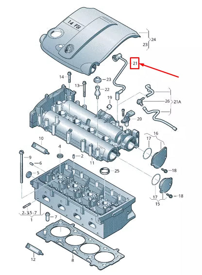 NEW AUDI A1 8X CYLINDER HEAD VENT HOSE 03C103558L