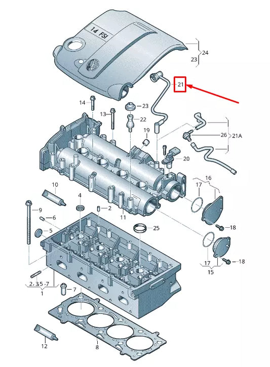 NEW AUDI A1 8X CYLINDER HEAD VENT HOSE 03C103558L
