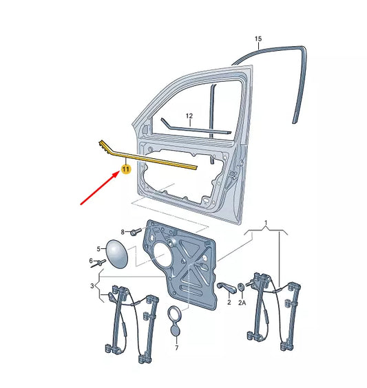 NEW VW TRANSPORTER T6 FRONT RIGHT INNER WINDOW APERT. SEAL 7H0837472B9B9