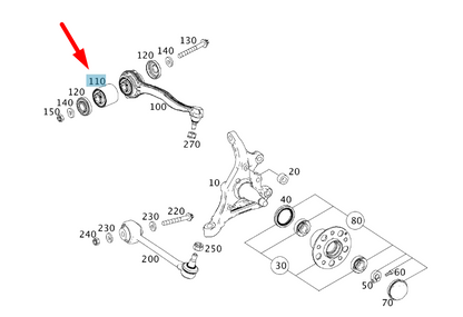 new mb slk r172 amg front suspension control arm bushing a211333111464 original