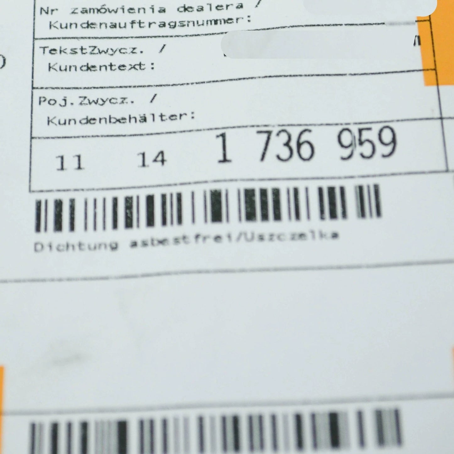 NEW BMW 7 E38 ENGINE VALLEY COVER GASKET 11141736959 ORIGINAL