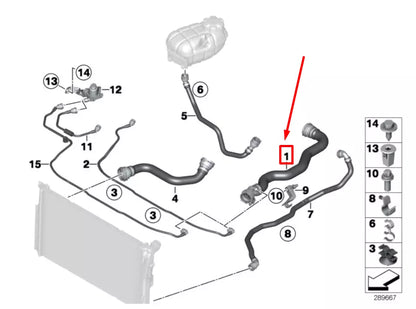 NEW BMW 3 TOURING F31 UPPER RADIATOR COOLING HOSE 7811127 17127811127 ORIGINAL