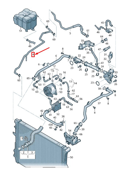 NEW VW TOUAREG 7P ENGINE COOLANT HOSE 7P6122447D ORIGINAL