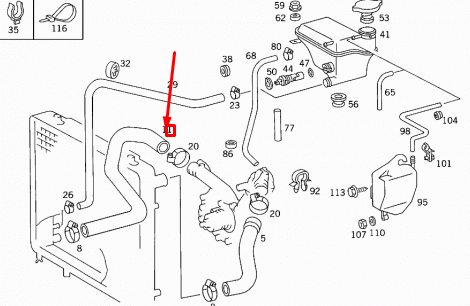 new mercedes-benz e w124 radiator bottom hose a1245015782 original