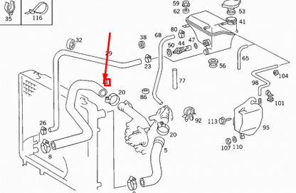 new mercedes-benz e w124 radiator bottom hose a1245015782 original