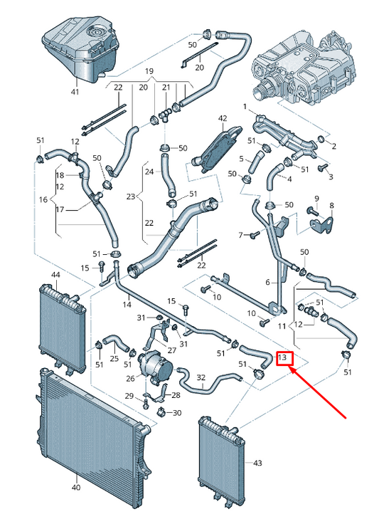 new audi q7 4l left lower radiator coolant hose 7l8121070ah original