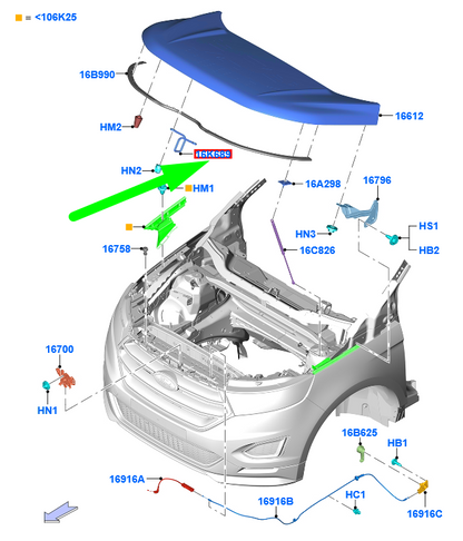 new ford edge mk2 front hood lock striker assy 5331821 ft4b-16a944-ab original