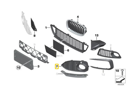 BMW 1 F20 FRONT M BUMPER FOG LIGHT GRILLE LEFT 51118060281 8060281 NEW