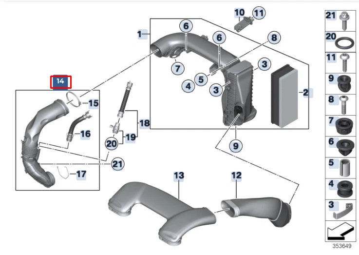 NEW BMW X6 F16 FILTERED AIR PIPE 13718507369 8507369 ORIGINAL