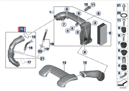 NEW BMW X6 F16 FILTERED AIR PIPE 13718507369 8507369 ORIGINAL