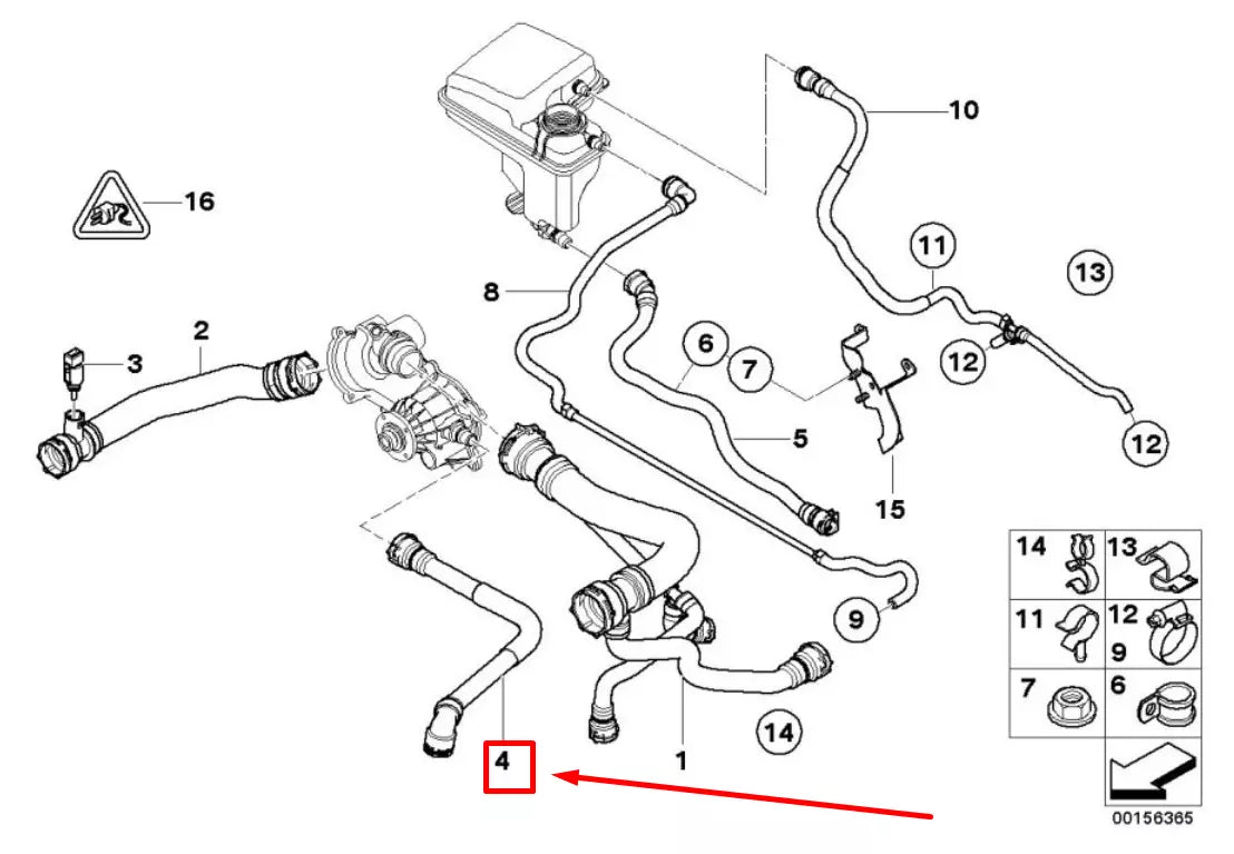 NEW BMW 7 E65, E66, E67 ENGINE COOLANT HOSE 17127508014 7508014 ORIGINAL