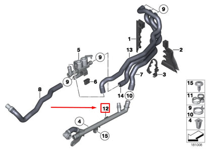 NEW BMW 5 F10 LEFT SIDE WATER RADIATOR HOSE 64509170342 9170342 ORIGINAL