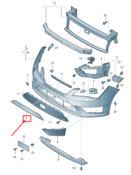 new seat leon 5f front centre bumper trim 5f0853340041 original
