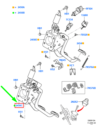 new ford transit connect mk1 pedal and bracket assy lhd 1350719 original