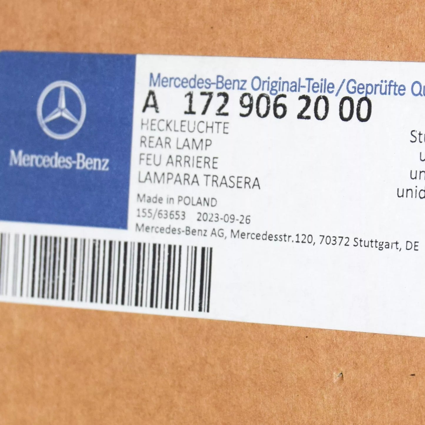 NEW MERCEDES-BENZ SLK R172 REAR LEFT TAILLIGHT A1729062000 ORIGINAL