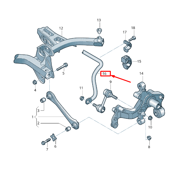 new vw golf vi 5k mk6 rear suspension stabilizer bar 1k0511409bp original