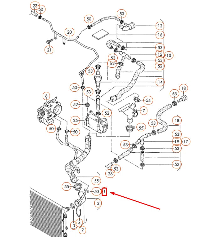 NEW VOLKSWAGEN BEETLE A5 FEED COOLANT HOSE 5C0122101J ORIGINAL